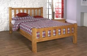 China modern double bed pine wood factory