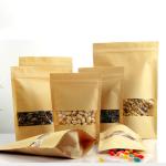 Biodegradable Recycled Stand Up Pouches Brown Kraft Paper Bags