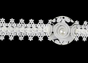China 3D Flower French Venice Guipure Lace Trim With Pearl Bead For Bridal Wedding Dress factory