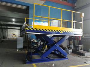 China Hydraulic Electric Scissor Lift , Dock Lift With Non Skid Checkered Plate And Manual Lap-jointed Plate factory