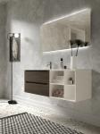Modern Wood Grain Bathroom Vanity Double Sink Bathroom Cabinet Customized