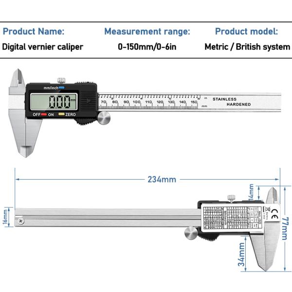 6 Inch 0-150mm Electronic Stainless Steel Digital Vernier Caliper