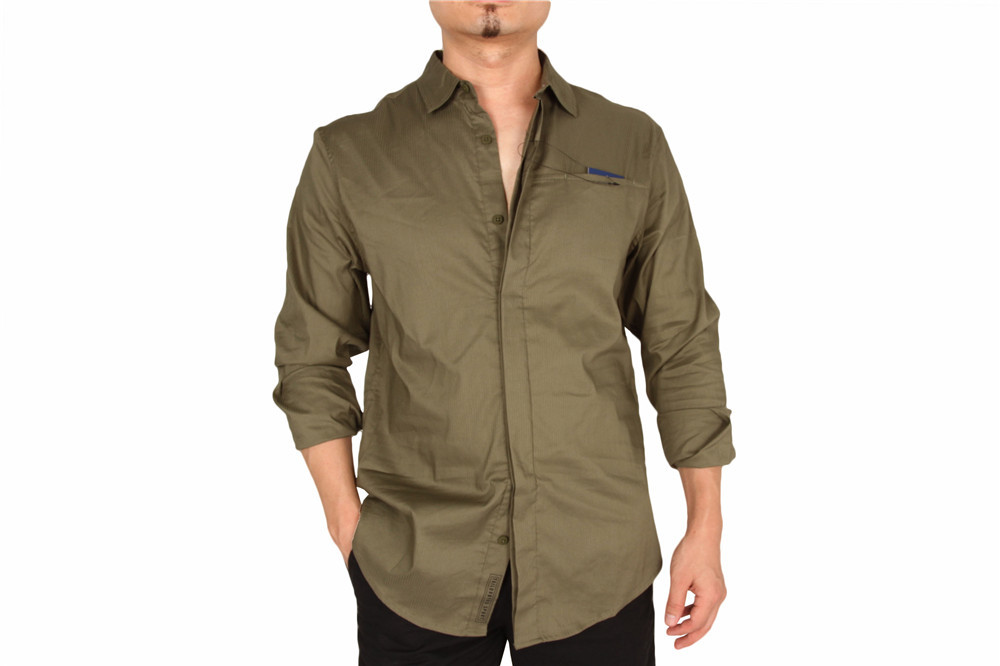 Solid Color Business Men'S Casual Stretch Shirts 59% Cotton 35% Nylon