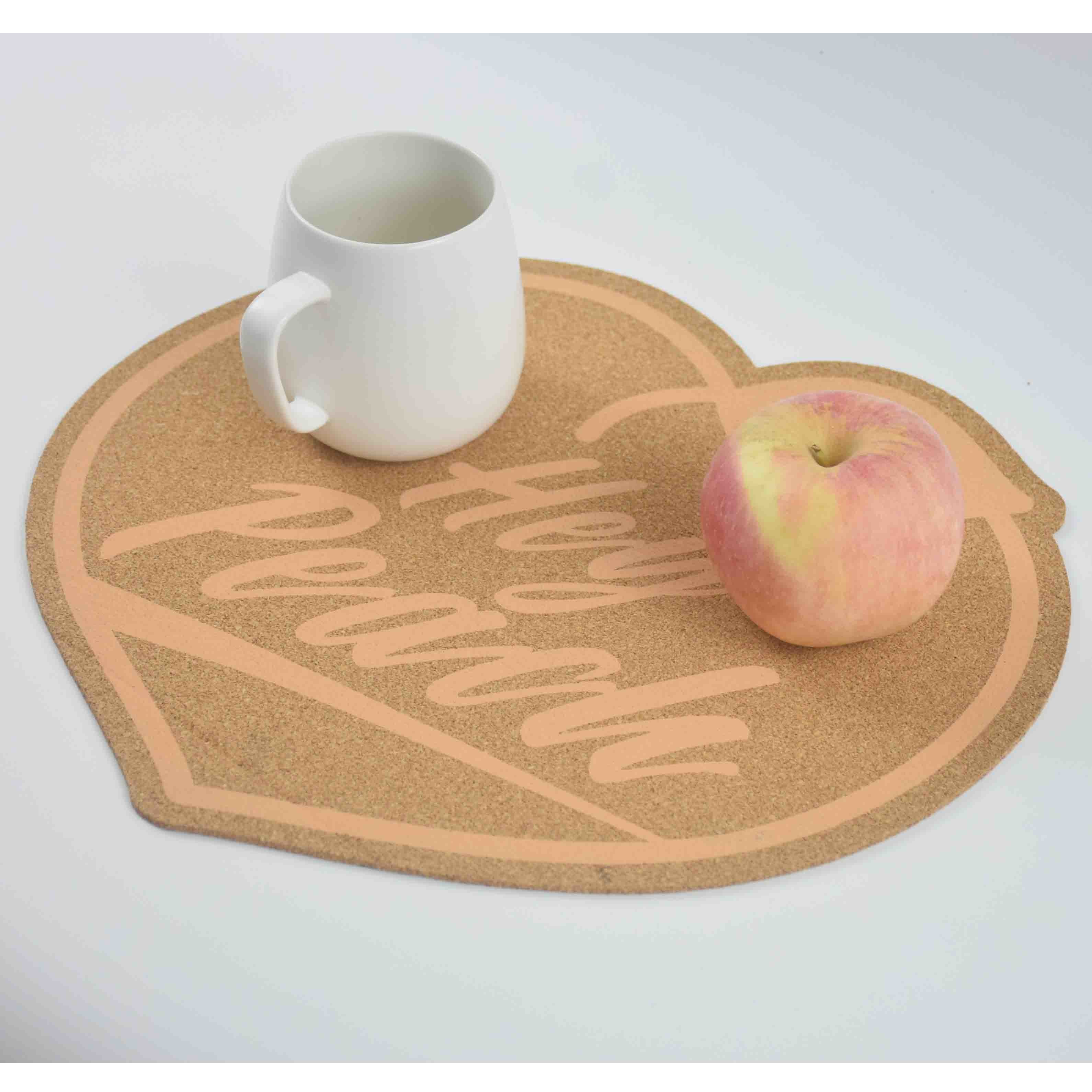 Heart Shaped Custom Cork Placemats And Coasters Multiuse ISO