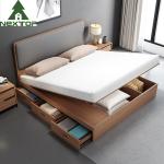 Modern Hotel Bedroom Furniture Wooden Structure Double Storage Bed For Home