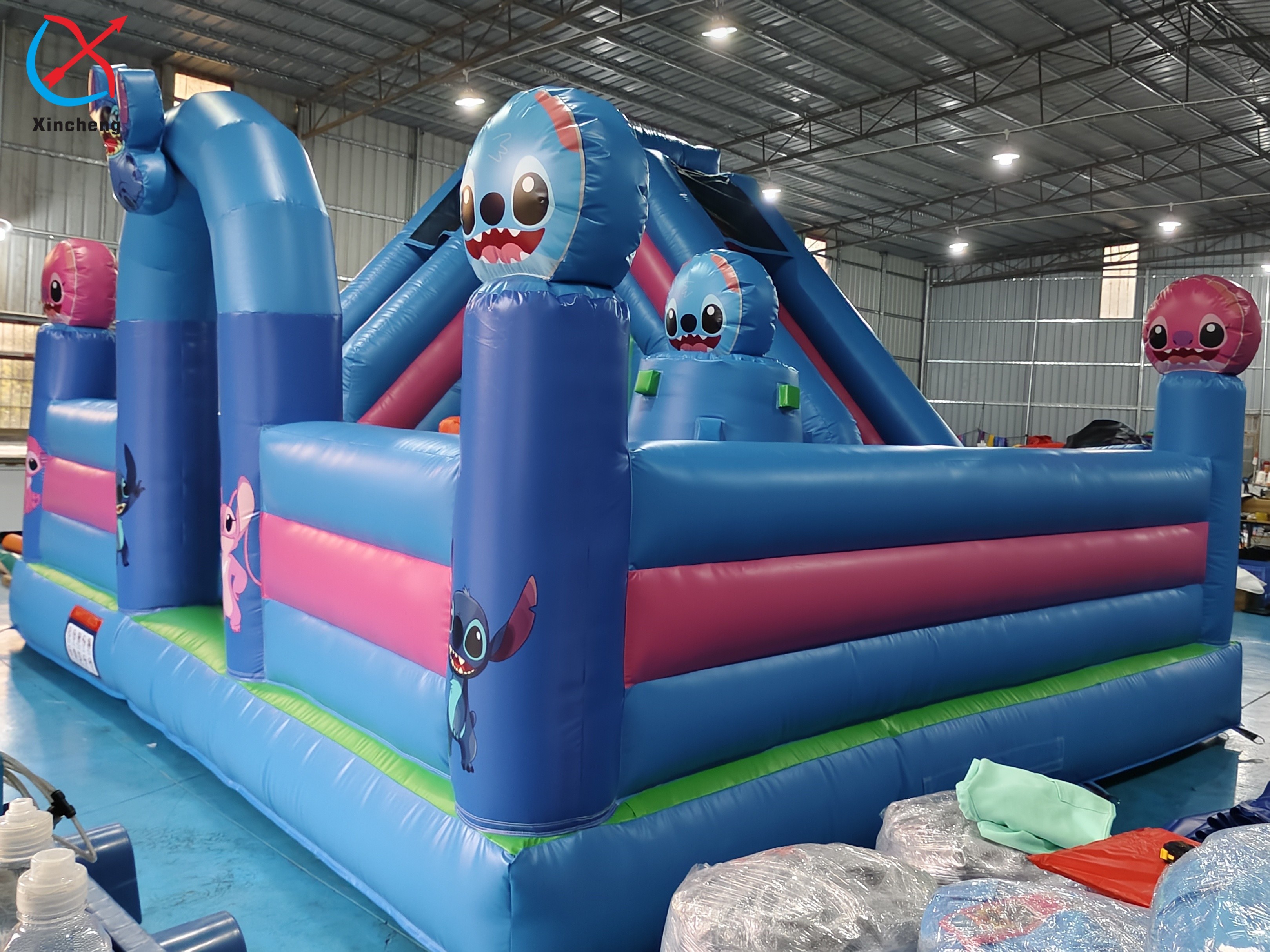 Digital Printing Inflatable Combos Stitch Inflatable Bouncy House With Slide