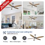Dimmable 52 inch 3 Color LED Light Ceiling Fan Indoor Plywood Blade