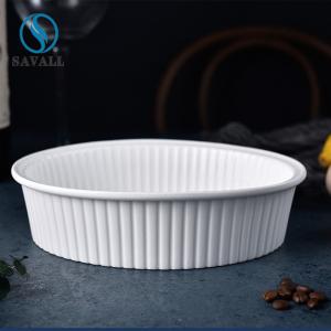 China Oval Striated White Disposable Bowl Savall Disposable Microwave Bowls factory