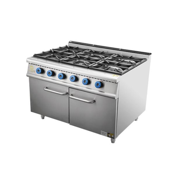 Gas Powered Heavy Duty Hotel Cooking Range with Oven SS304 Construction for