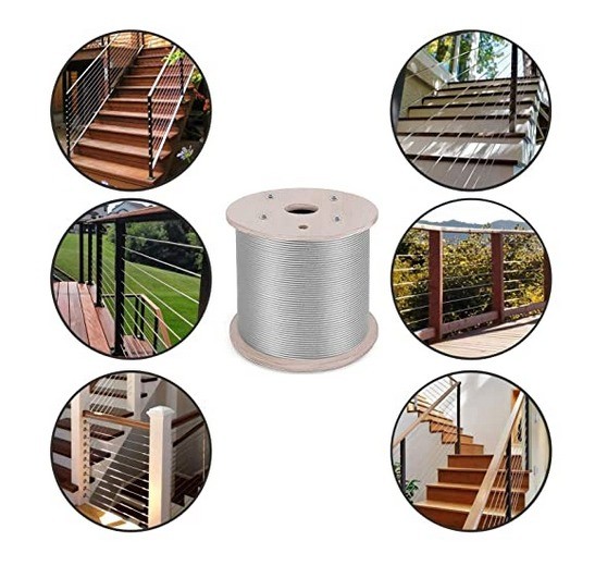 OEM 1/16-3/32 Wire Cable Galvanized Wire Rope with Clear Plastic Coating 150 ft 45.72 meters Steel Cable Coil Outdoors