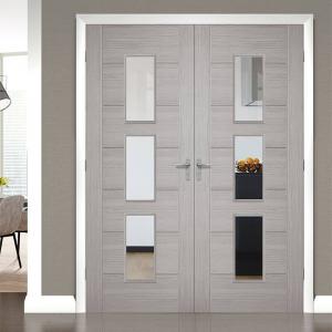 China Front Main Gate Solid Wood Entry Doors , Solid Wood Interior Doors With Glass factory