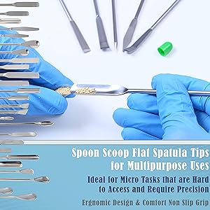 Stainles Steel Double Ended Micro Scoop Spoon Lab Spatula capsule filling filler stir science dental