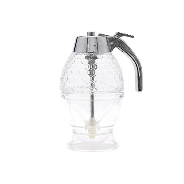 China Wholesale 200ml Transparent Glass Syrup Honey Dispenser honey jar factory