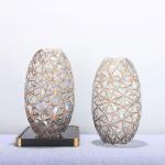 FDA Golden Decorated 20.6cm Crystal Decorative Glass Vases