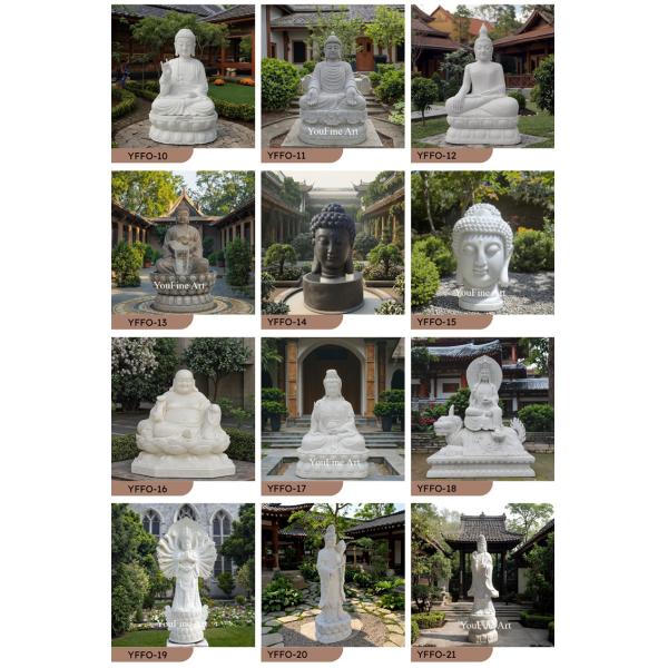 Outdoor Garden Decoration White Marble Buddha Statue