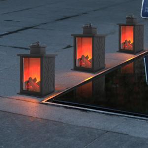 China Simulated Fireplace Solar Flickering Flame Lantern 3.7V 5W Solar Courtyard Light factory