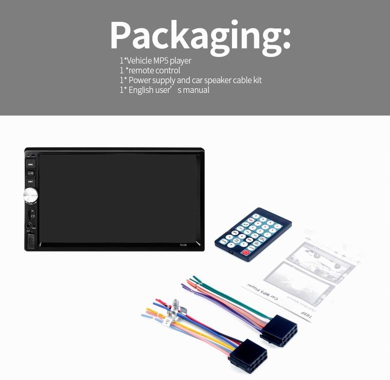 Ouchuangbo 7 inch car mp5 audio stereo with USB SD BT aux audio high quality
