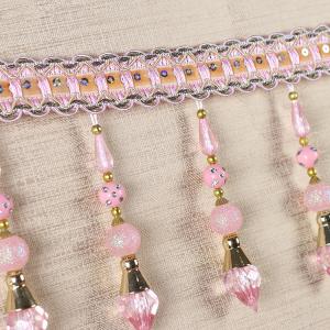 China Handmade fashionable chain beads lace tassels fringes for curtain/sofa/pillow decoration factory