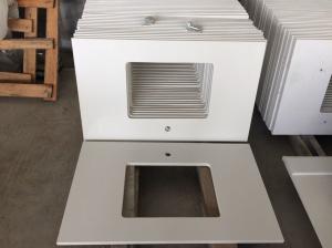 China Durable Prefabricated Vanity Countertops , Absolute White Natural Quartz Vanity Top factory