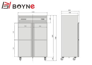 China 4 Door Commercial Stand Up Refrigerator , -12°C~-18°C Industrial Kitchen Refrigerator factory