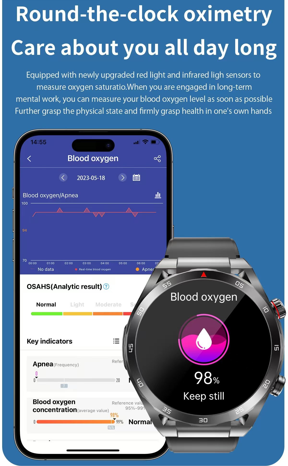Health Smart Watch ET450 Blood Press Blood Oxygen ECG+PPG Body Temperature Smart Watch