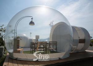 China Outdoor 5m Clear Top Resort Inflatable Bubble Camping Tent With Steel Frame Capsule Tunnel For Glamping factory