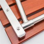 Brown Non Barrier Wall Mounted Shower Seat With Solid Wood / Stainless Steel