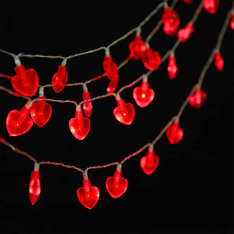 Battery Operated Heart Love Valentine Lights 10/20/30/40leds Heart Shaped String Lights for Wedding Party Birthday Home Decor