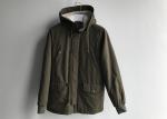 Army Green Mens Medium Trench Coat Sherping Lined Cotton Filling Casual Hooded