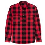 Fashion Couple Men′s Flannel Checked Shirt Buckle Ordinary Fitted Long-Sleeved