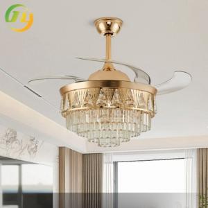 China 42&quot; Invisible Fan Light Luxury Crystal Ceiling Fan Lamp Home Modern Living Room Dining Room factory
