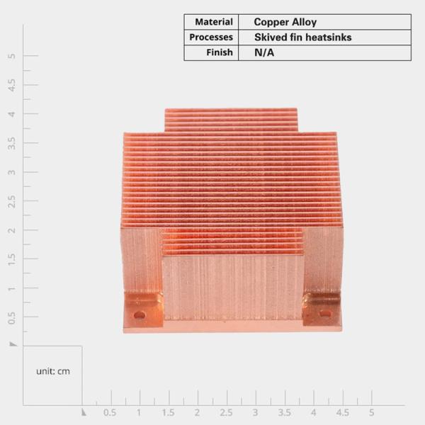 Pure Copper Skived Fin Heat Sink Thermal Conductivity Fin Heat Sink For