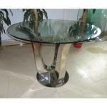 Antique Glam Silver Luxury Modern Dining Tables D150XH75 Glass Top Dining Table