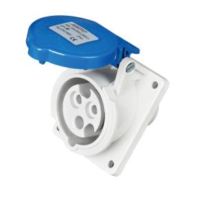 China Panel Mounted Industrial Socket Outlet With Blue Cover 3rd Generation factory