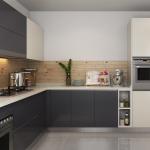 Melamine Kitchen Carcasses Solid Wood Handleless Kitchen Cabinets L Shape