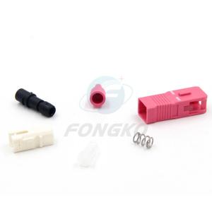 China SC/PC 0.9 Simplex Plastic Stop OM4 Rose/Pink Optical Fiber Patch cord Connector Parts factory