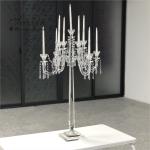 9 Arms Tall Luxury Clear Crystal Candle Holder For Dining Table Wedding
