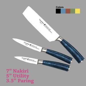 China Cerasteel Knife 3 Set 3.5'' Paring , 5'' Utility , 7'' Nakiri Classic Series Kitchen Knife factory