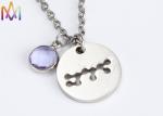 2.2mm Thickness Birthstone Crystal Womens Engraved Necklace