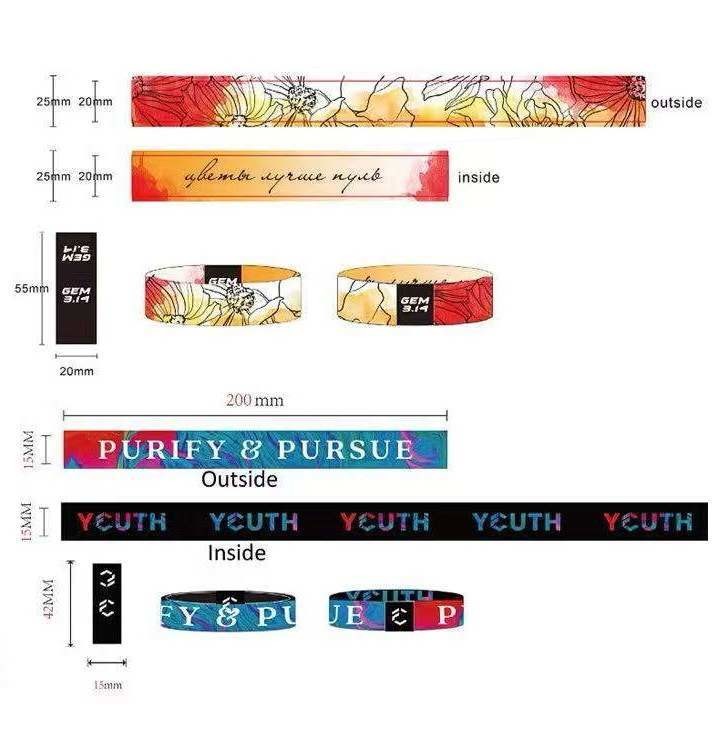 Elastic Polyester Reusable RFID Bracelet Wristband Customized Fabric NFC Sports Wristband