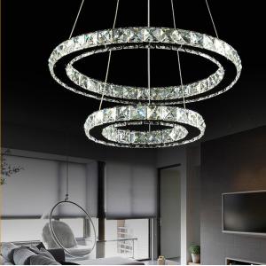 Chrome Diamond Ring Modern Hanging Ceiling Lights Adjustable Chandelier