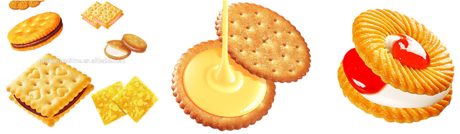 Automatic Soft / Hard Biscuit Center Filling Cream Jam Sandwich Biscuit Machine
