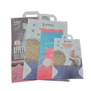 China 5kg 10kg Custom Printed Paper Bag With Handle Empty Tofu Cat Litter Bag factory