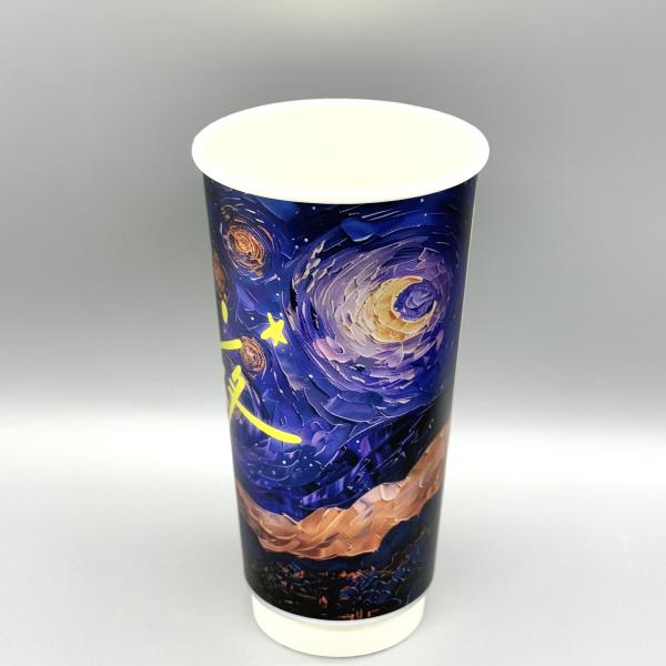Disposable Double Wall Paper Coffee Cups Bubble Tea Hot Drink Paper Cups With