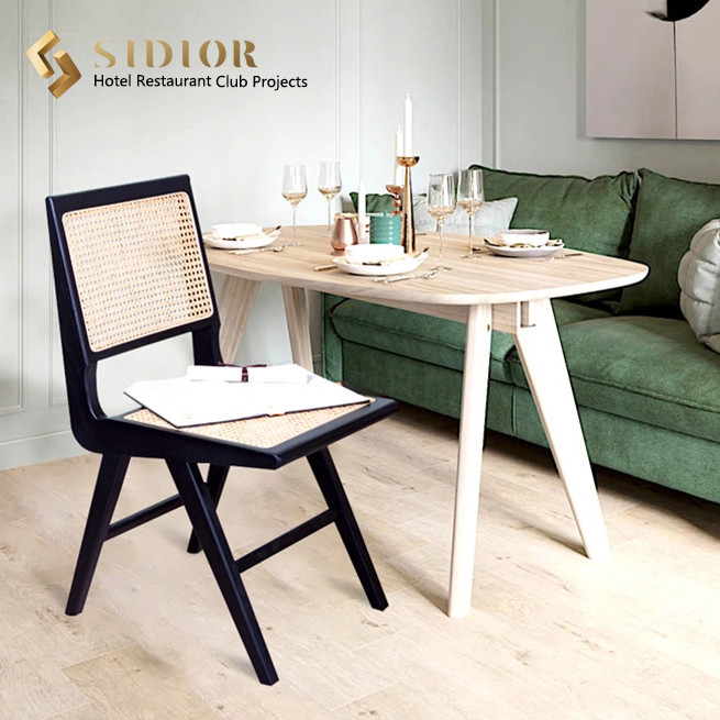 Solid Wood Dining Chair, High Quality Restaurant Chair, Solid Wood Frame, Natural Ratton Finished