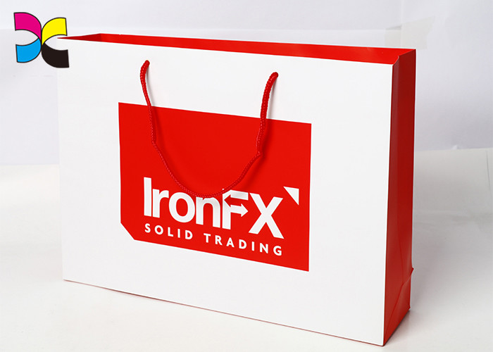 CMYK Color Offset Printing Custom Paper Bags , Promotional Paper Carrier Bags