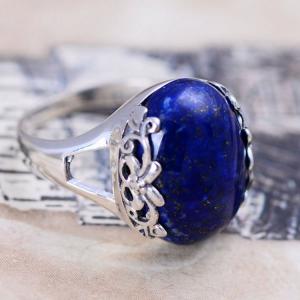 China Thai 925 Sterling Silver Natural Lazuli Lapis Ring Vintage Style (040692) factory