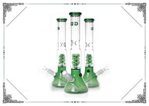 China 14'' Grace Glass Beaker Bong Smoking Water Pipes With Green Helix Perc Hookah factory