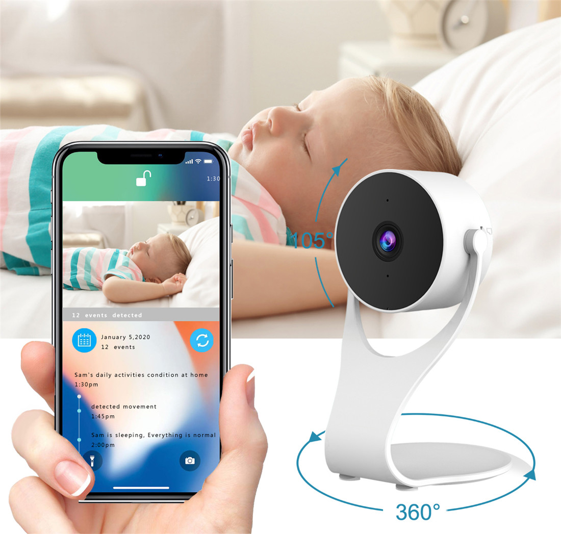 Cam 1080p HD Indoor Smart Home Camera With Night Vision, 2-Way Audio,One Pack, White(AC11)