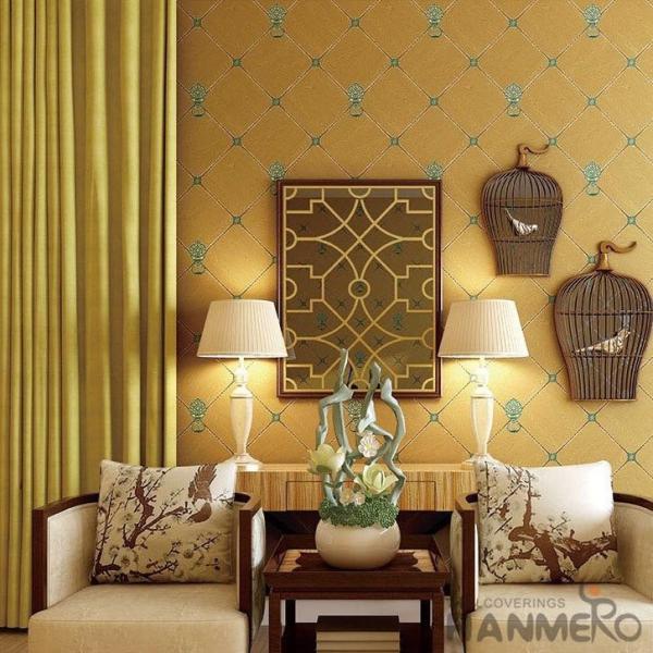 New Arrival Yellow 0.53*10M Suede Wallpaper Germetric Pattern Elegant Home